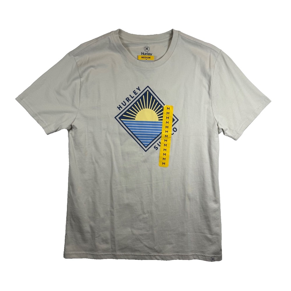 Hurley Men's Graphic T-Shirt Sunrise Logo Beige Medium NWT